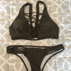 NWT olive green bikini